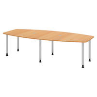 KONFERENZTISCH mittel KT28 130/280/74 cm in Buchefarben/Füße in Silberfarben - Buchefarben/Silberfarben, Holzwerkstoff (130/280/74cm) - bümö