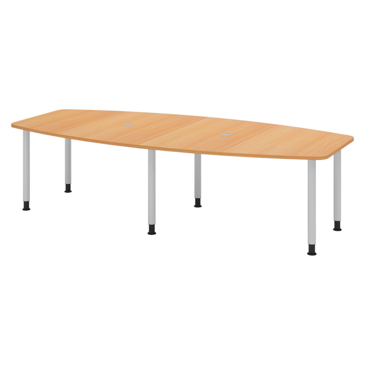 KONFERENZTISCH mittel KT28 130/280/74 cm in Buchefarben/Füße in Silberfarben - Buchefarben/Silberfarben, Holzwerkstoff (130/280/74cm) - bümö