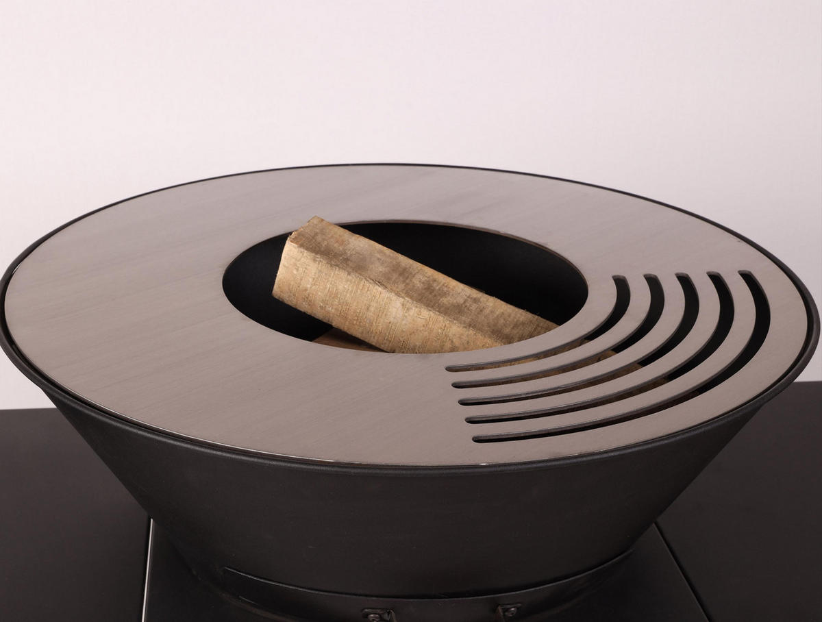 HOLZKOHLEGRILL Feuerschale Schwarz inkl. Schutzhülle - Schwarz, Metall (121/101/60cm) - Purline