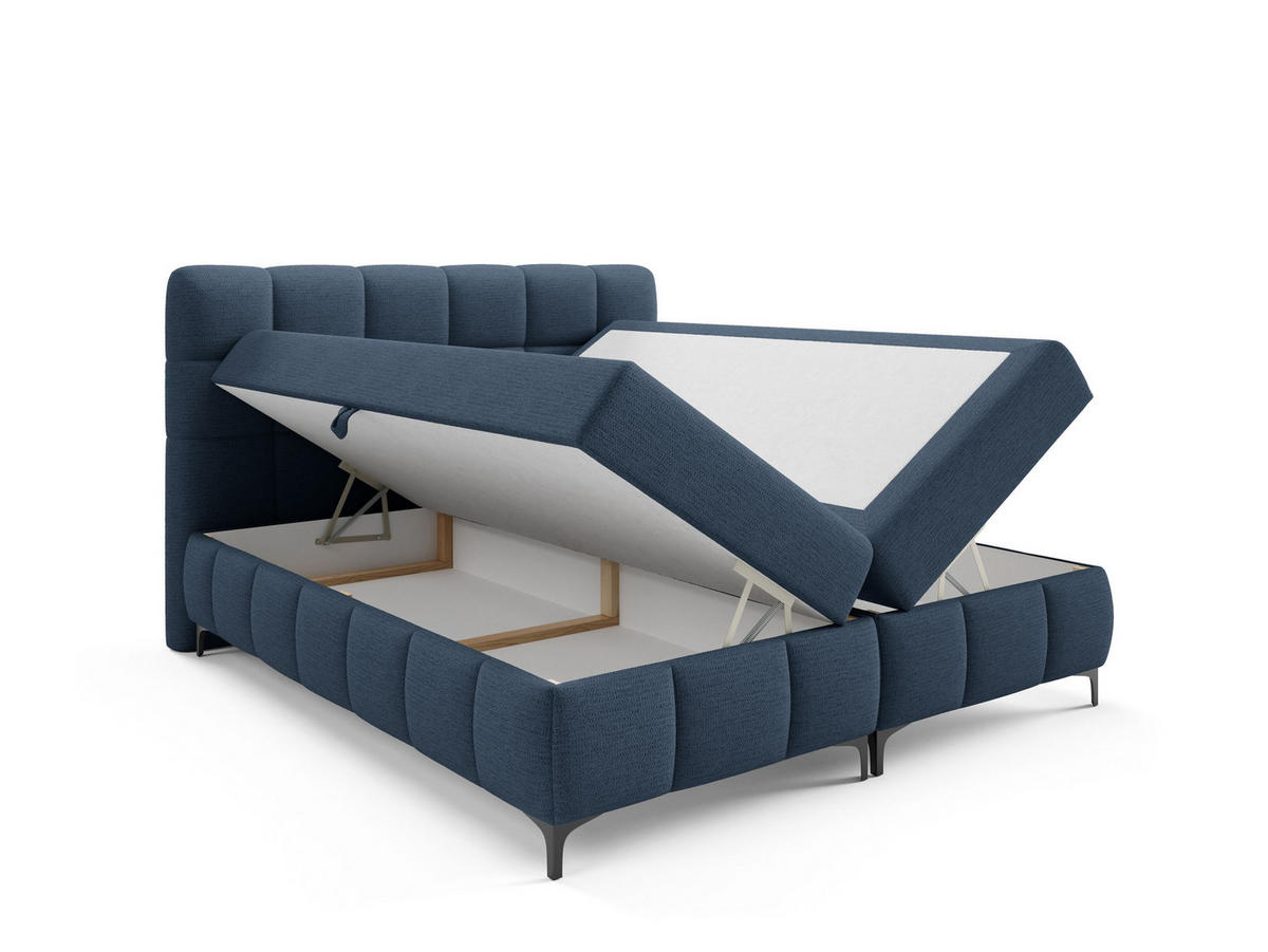 BOXBETT mit Stauraum und Topper 180x200 cm Marineblau - Dunkelblau, Textil (180/200cm) - Home Collective