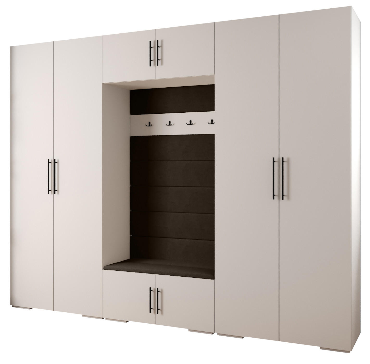 Abiks Möbel Garderoben-Set Weiß, Braun, Schwarz 300x236.7x47 cm