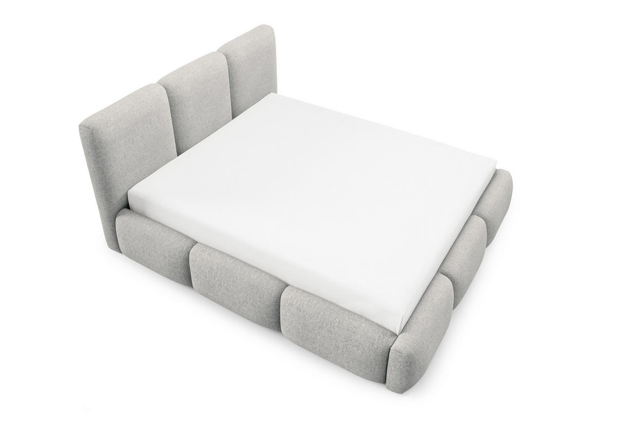 POLSTERBETT BOVA 180x200 cm mit Bettkasten,Lattenrost,Doppelbett,Boxspringbett-Optik-Hellgrau - Hellgrau, Holz (180/200cm) - Furnistar