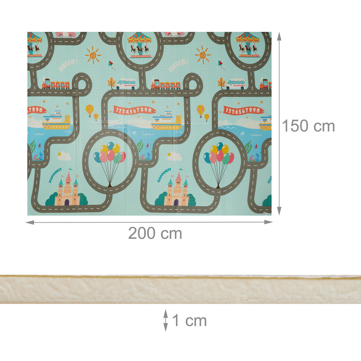 SPIELMATTE - Multicolor, Textil (200/150cm) - Relaxdays