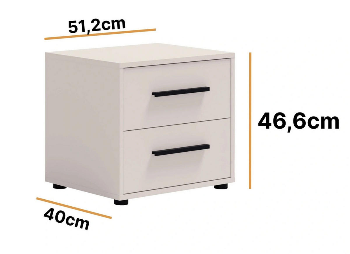 NACHTTISCH Kaschmir - Modena - Beige, Holzwerkstoff (51/47/40cm) - Ravio