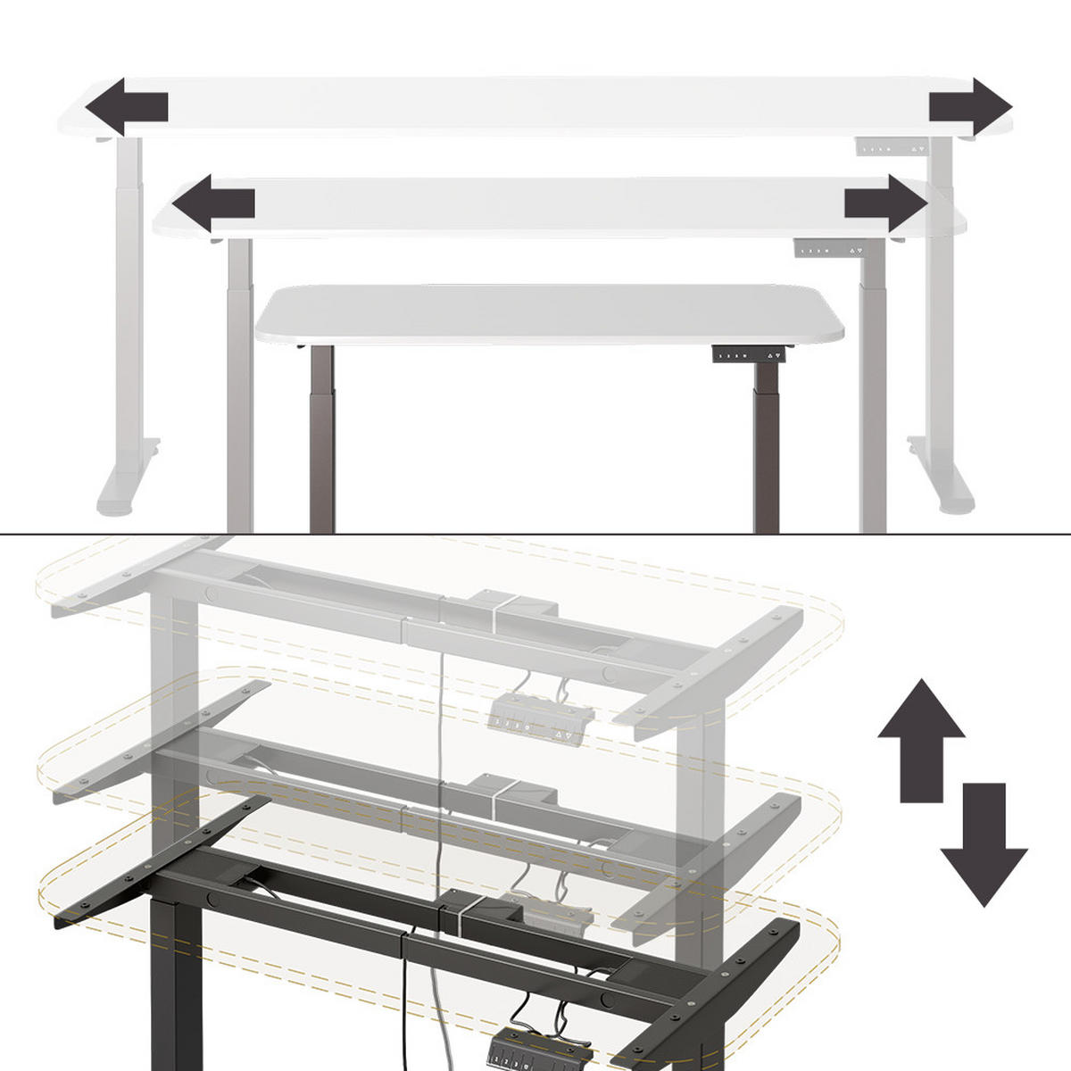 STOLNÍ NOHY Elevate Antracit - černá, kov (57.5/180/120cm) - Vicco
