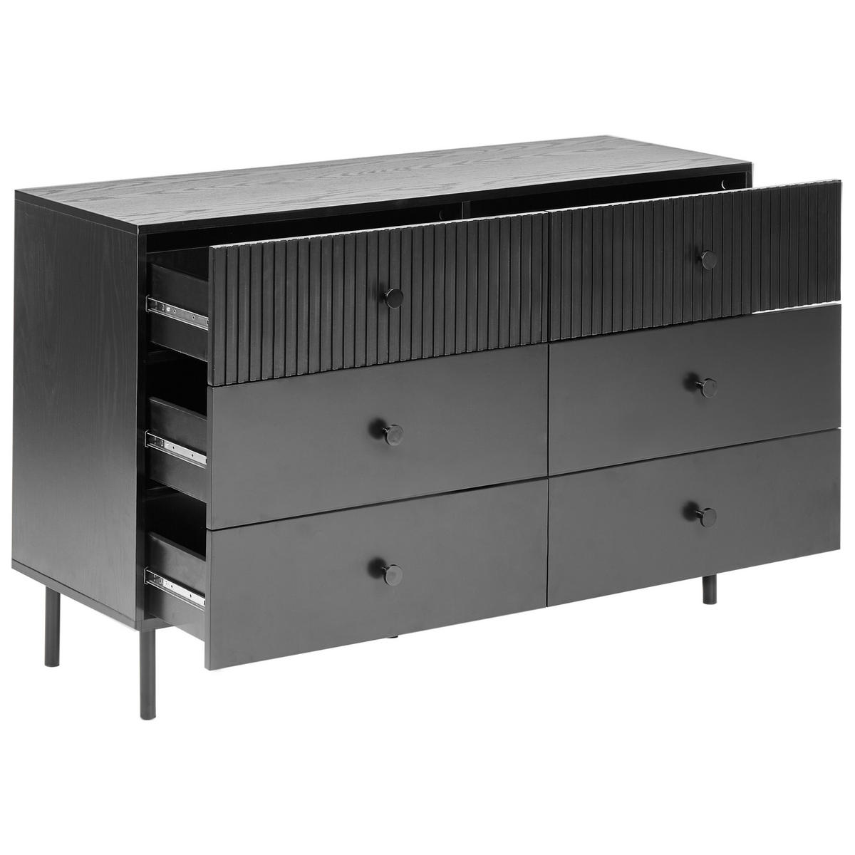 KOMMODE mit 6 Schubladen Schwarz Coventry - Schwarz, Holzwerkstoff (120/75/41cm) - Beliani