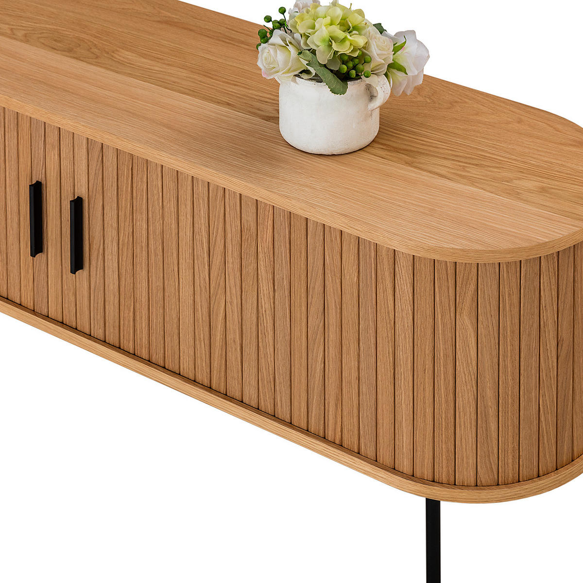 TV-LOWBOARD - Echtholzfurnier - Eichefarben/Schwarz, Holzwerkstoff (150/55/40cm) - home24