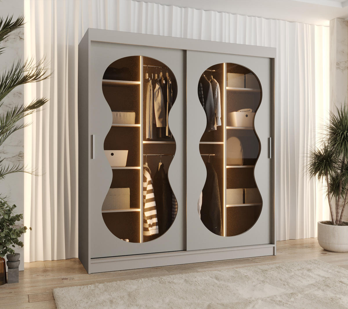 SCHWEBETÜRENSCHRANK 200/180/62 2-türig - Kaschmir, Holz (180/200/62cm) - Abiks Möbel