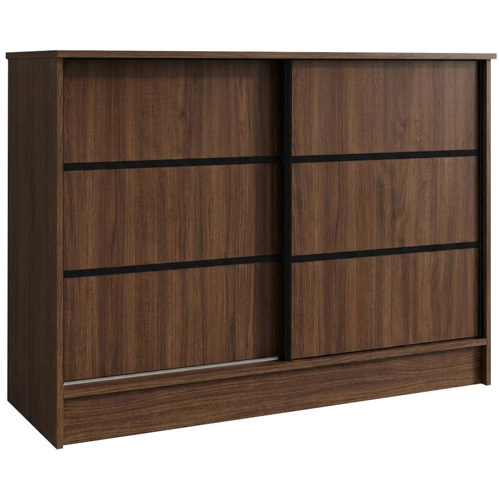 KOMMODE Mirela mit 2 Schiebetüren 100 cm, Walnuss+Schwarz - Walnussfarben/Schwarz, Holzwerkstoff (101/85/43.5cm) - Beautysofa