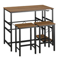 BARTISCH-SET, Spanplatte, Natur+Schwarz - Naturfarben, Kunststoff (60/95/108cm) - HOMCOM