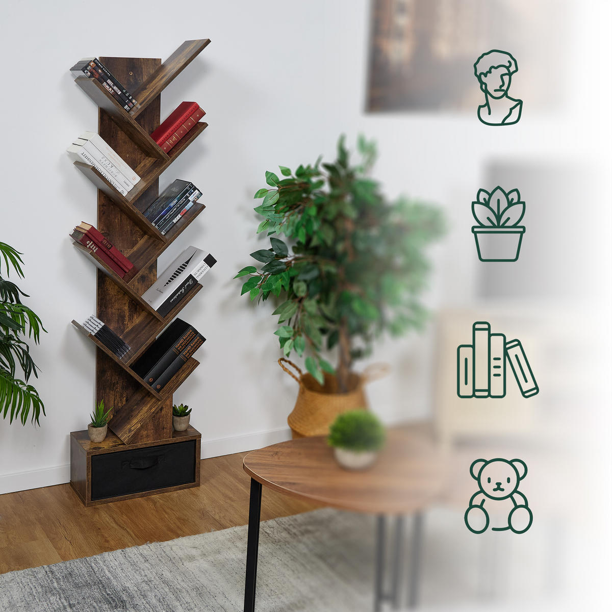 BÜCHERREGAL - Braun, Holzwerkstoff/Wellpappe (38/146/22cm) - Relaxdays