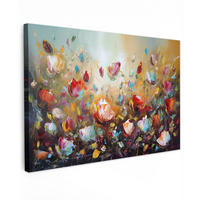 LEINWANDBILD Blumen - Kunst - Natur - Ölgemälde 60x40 cm - Multicolor, Textil (60/40cm) - MuchoWow