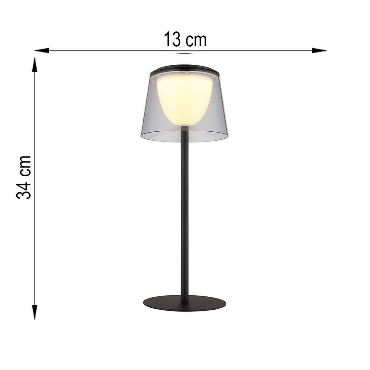 LED TISCHLEUCHTE Metall Schwarz - Schwarz, Metall (13/13/34cm) - Globo Lighting