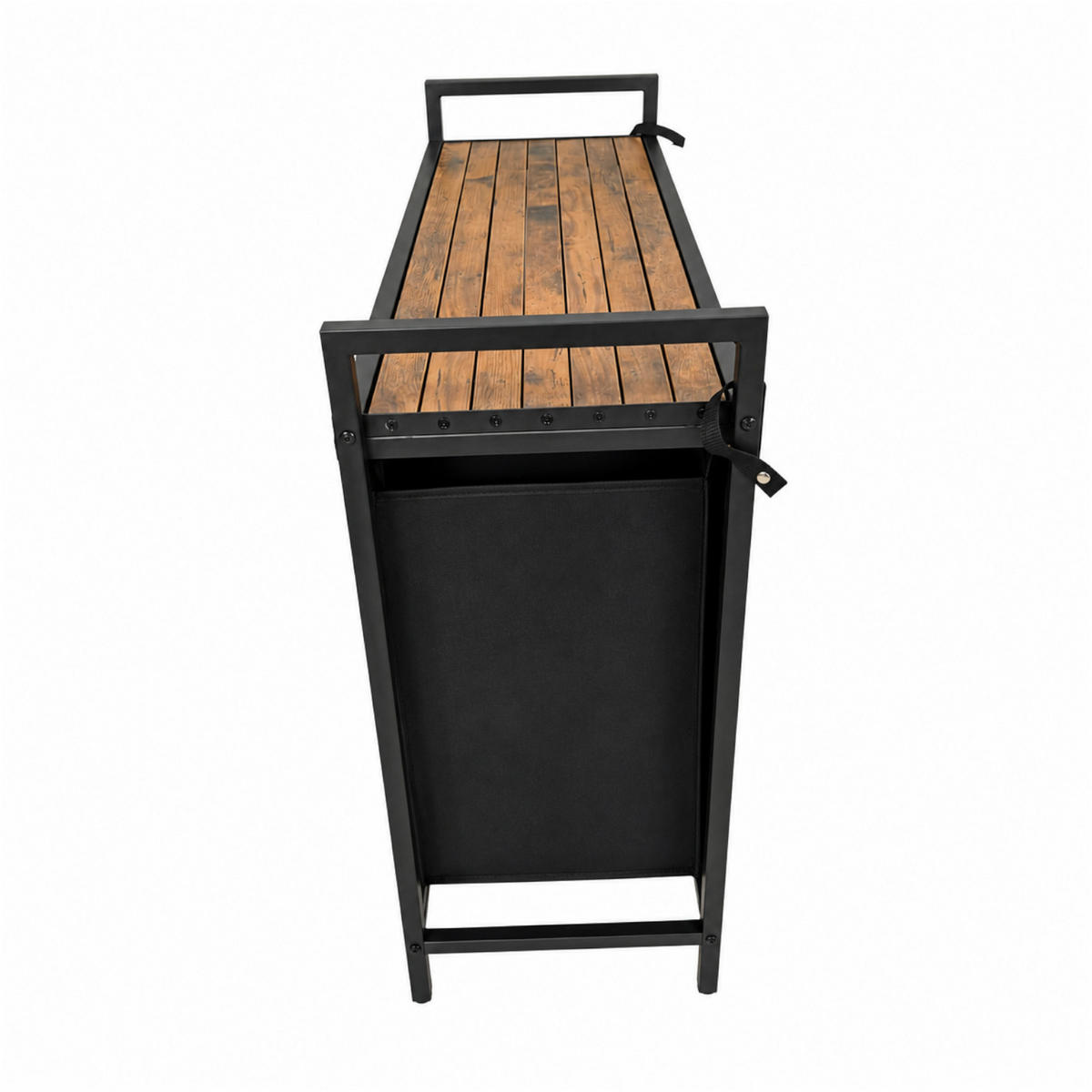 WÄSCHEKORB Metall Schwarz 3 herausnehmbare Wäschesäcke 114 Liter 92,5x33x71 cm - Dunkelbraun/Schwarz, Holzwerkstoff/Textil (92.5/71/33cm) - Begryf