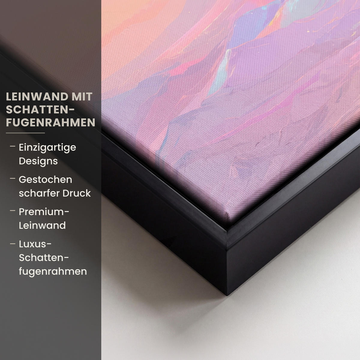 LEINWAND Bilder mit Rahmen - Berggipfel - Wolken - Verträumt - 30x20 - Hellrosa, Textil (30/20cm) - MuchoWow