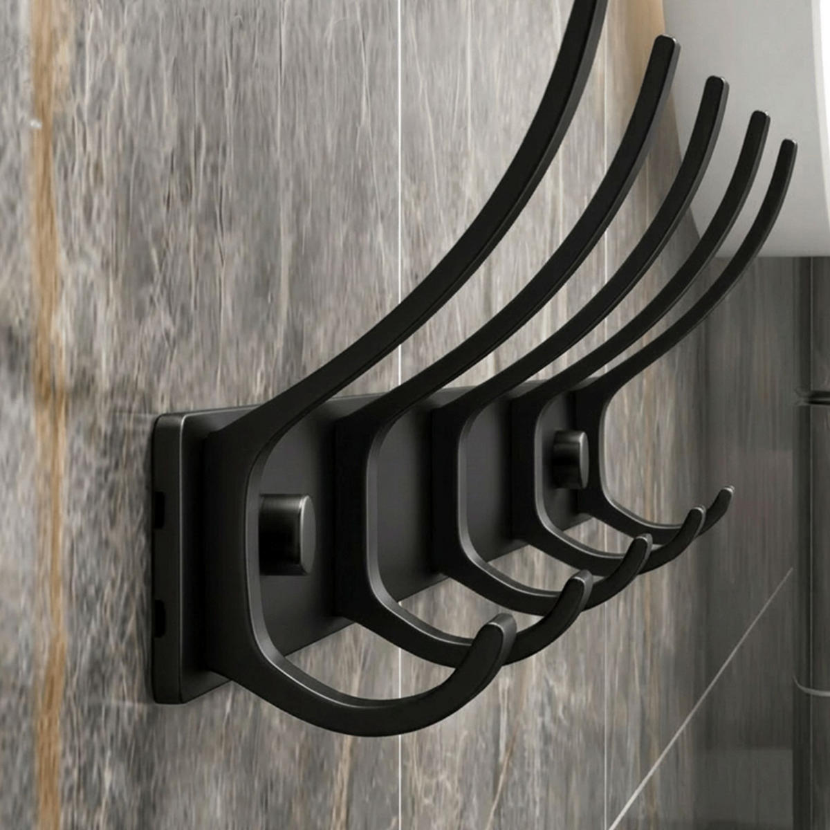 HAKENLEISTE Wand 6 Haken - Schwarz, Metall (40/40/2cm) - KRUMAD