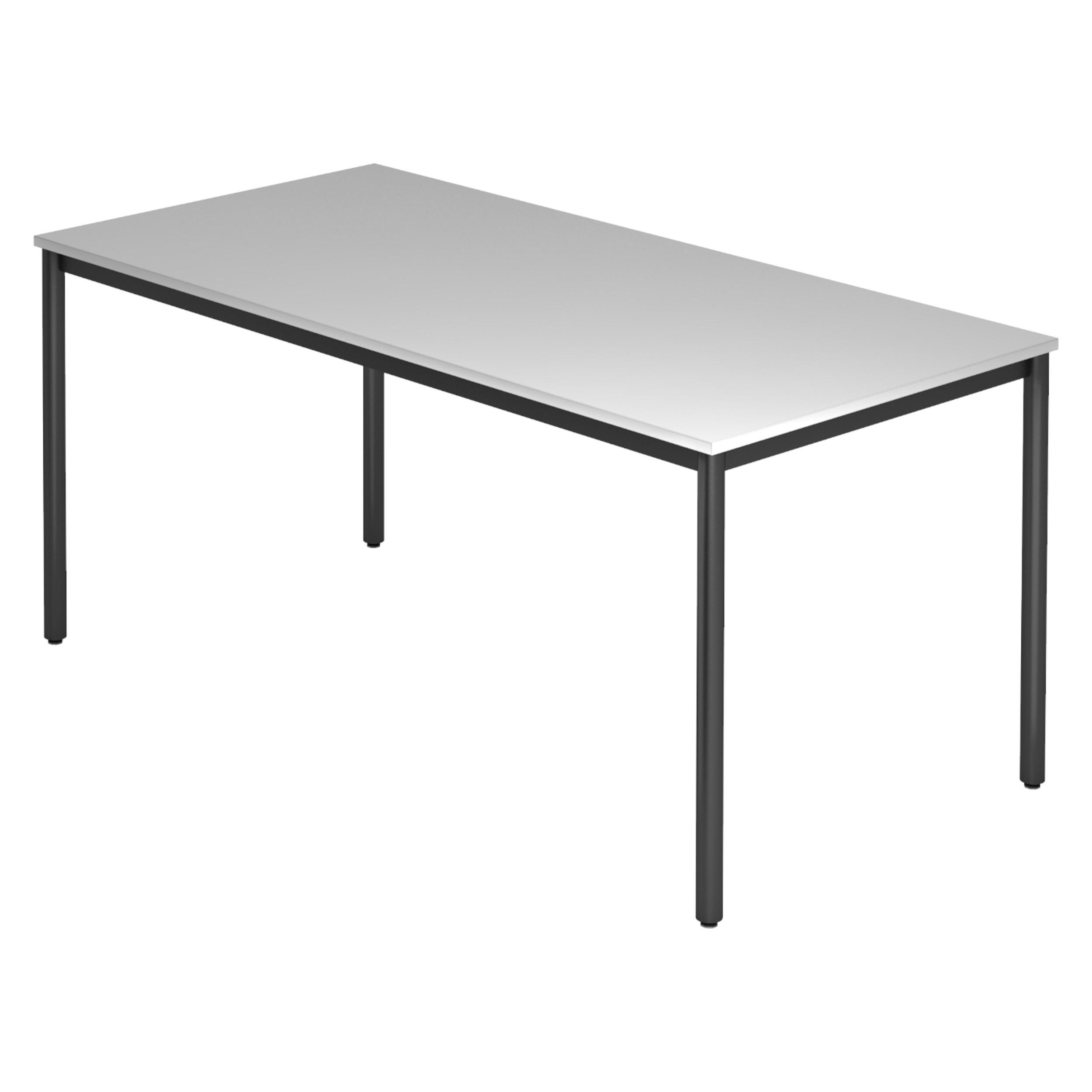 BESPRECHUNGSTISCH Serie-D 80/160/72 cm in Grau/Rundrohr schwarz - Schwarz/Grau, Holzwerkstoff (80/160/72cm) - bümö