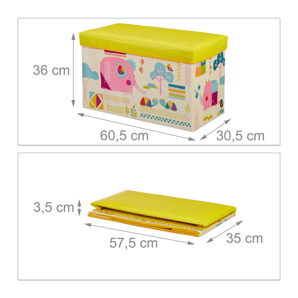 SITZBOX - Multicolor, Holzwerkstoff/Textil (60.5/36/30.5cm) - Relaxdays