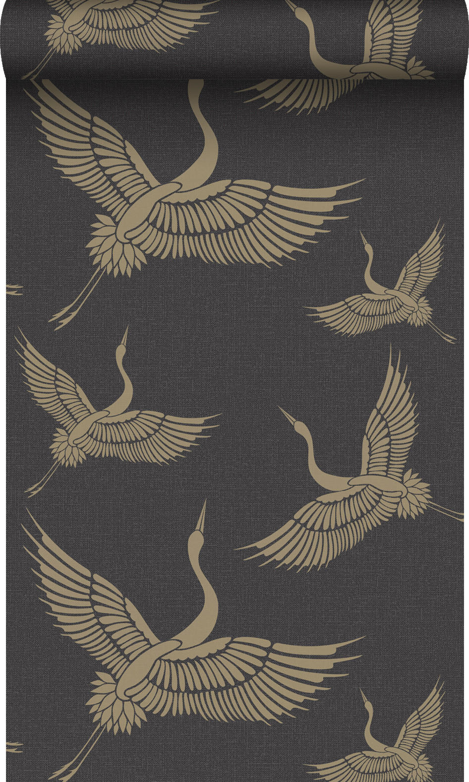 TAPETE Kraniche 50 x 900 cm - Schwarz, Papier (50/900cm) - Origin Wallcoverings