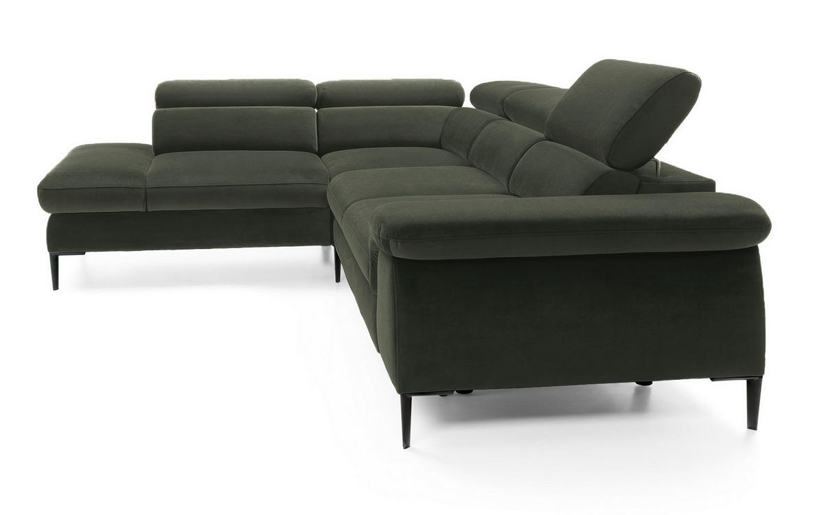 SCHLAFSOFA 280 cm Amaro L mit verstellbaren Kopfstützen, Links, Grün - Grün, Holz (280/214cm) - Emporius