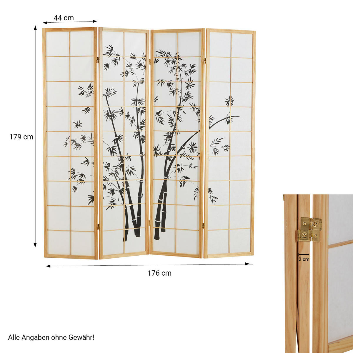 PARAVENT 4-tlg. 176/179 cm Braun Bambusmuster - Braun, Holz (176/179/2cm) - Homestyle4u