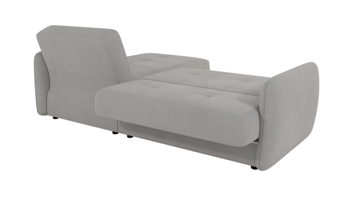 ECKSOFA Lupo Silber Mikrofaser - Silberfarben/Schwarz, Holz/Kunststoff (232/147cm) - S-Style Möbel