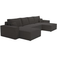 ECKCOUCH Bergamo U Bouclé mit Schlaffunktion, 380 cm, Schwarz - Schwarz, Holz (377/189cm) - Emporius