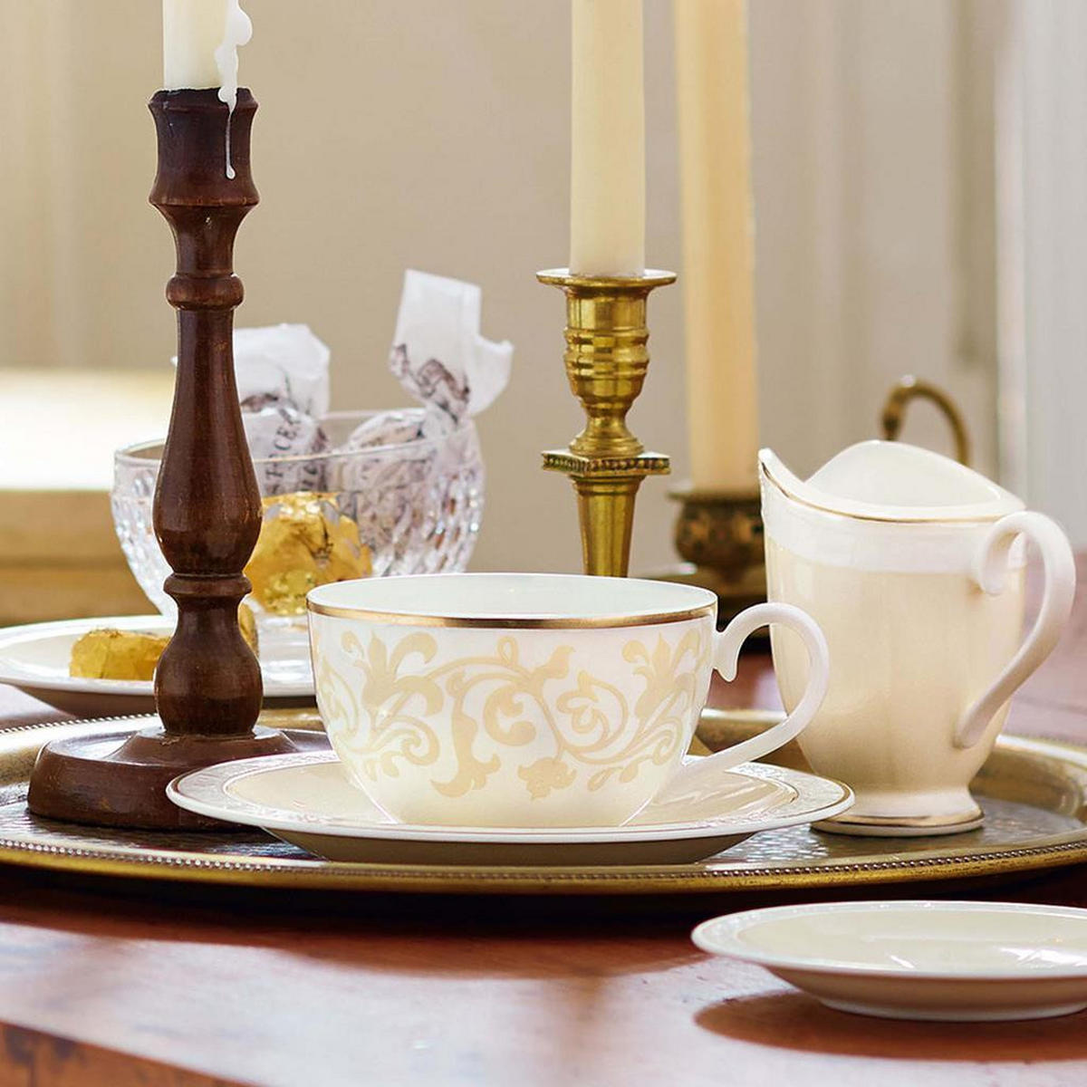 FRÜHSTÜCKSTASSE MIT UNTERTASSE Ivoire weiß-gold 310 ml - Goldfarben/Weiß, Keramik (0.31L) - Villeroy & Boch
