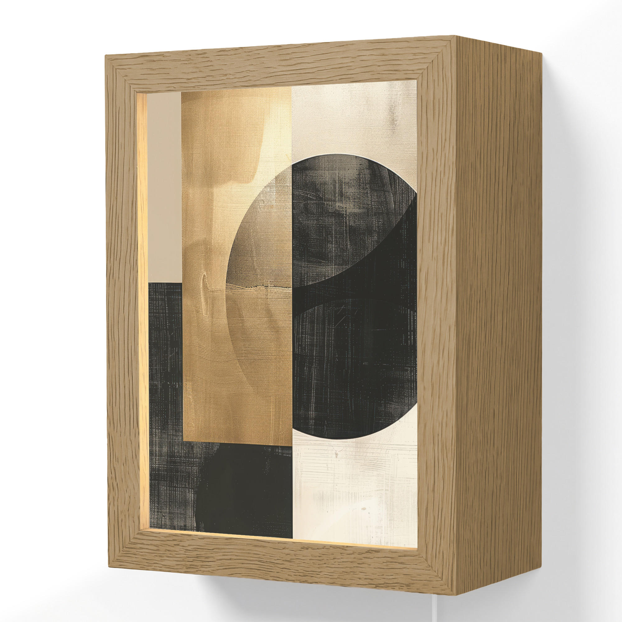WANDLEUCHTE Abstrakt - Modern - Schwarz - Gold 15x20 cm - Sandfarben, Holzwerkstoff (15/20/8cm) - OnlyWow