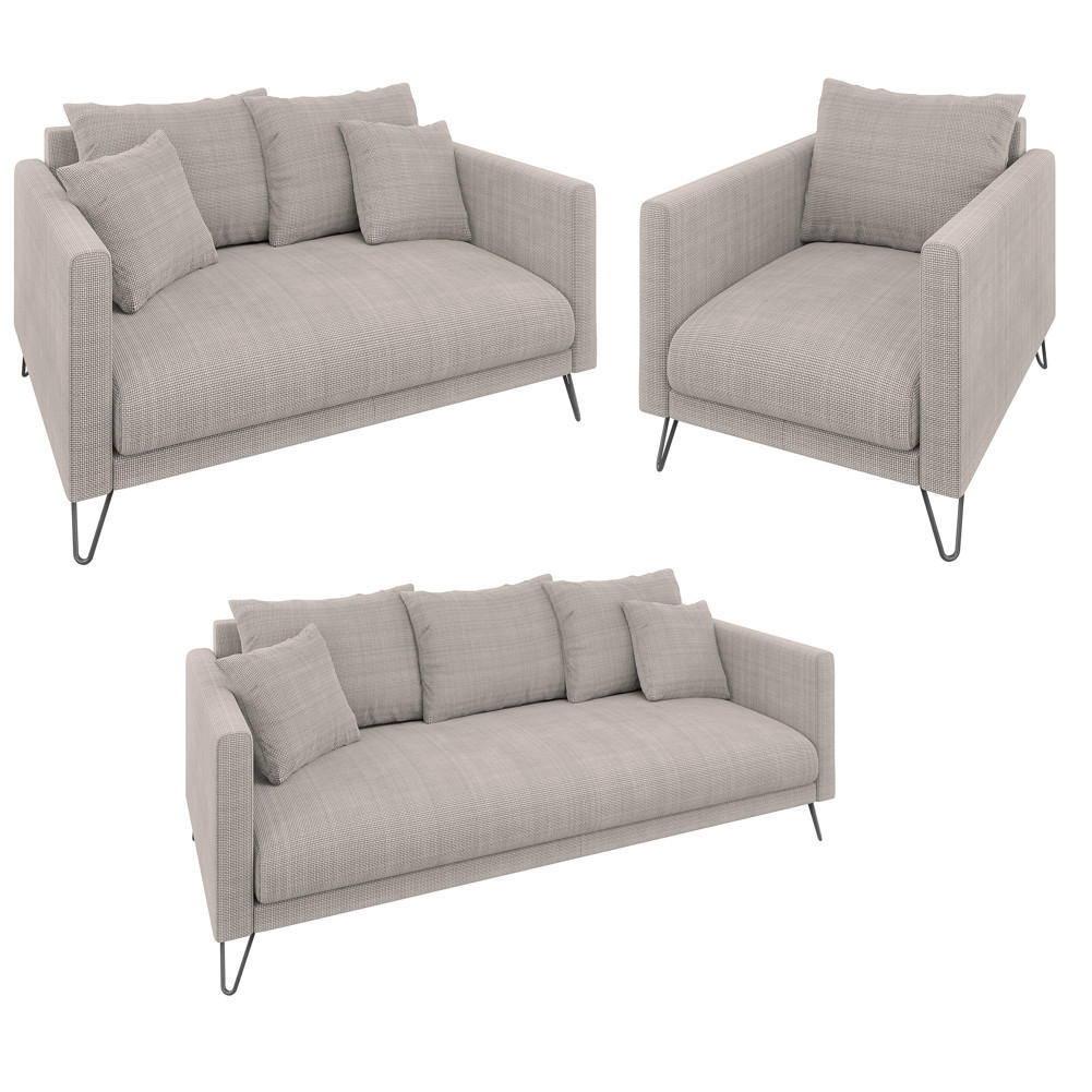 SITZGARNITUR 3+2+1 Harmony Taupe Chenille - Taupe/Schwarz, Holz/Textil (200/85/100cm) - S-Style Möbel
