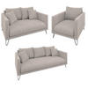 SITZGARNITUR 3+2+1 Harmony Taupe Chenille - Taupe/Schwarz, Holz/Textil (200/85/100cm) - S-Style Möbel