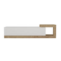 MOEBEL17 TV Lowboard 150 cm – Modernes Lowboard TV Schrank – TV Board Wohnzimmer – Fernsehtisch – TV Möbel Sideboard Modern – Modell Bliss - Weiß/Braun, Holzwerkstoff (150/37/30cm) - moebel17