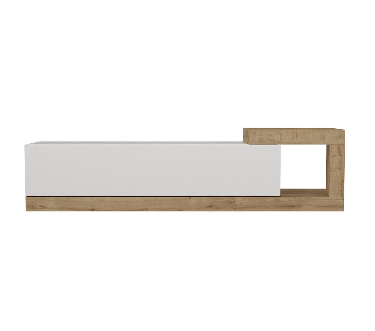 MOEBEL17 TV Lowboard 150 cm – Modernes Lowboard TV Schrank – TV Board Wohnzimmer – Fernsehtisch – TV Möbel Sideboard Modern – Modell Bliss - Weiß/Braun, Holzwerkstoff (150/37/30cm) - moebel17