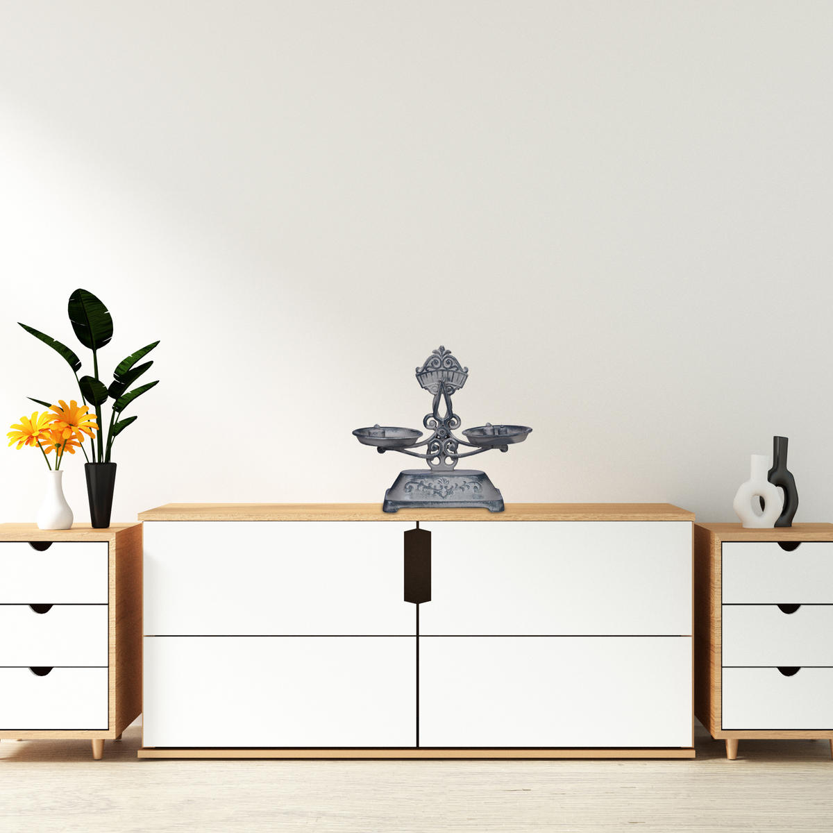 DEKORATÍVNA váha - sivá, kov (24cm) - Relaxdays