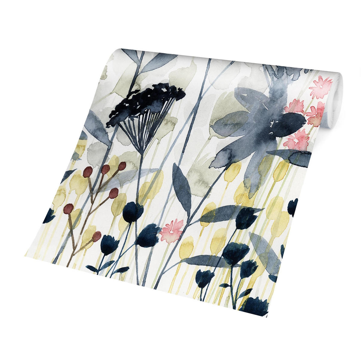 FOTOTAPETE Wildblumen Aquarell I 288/190 cm - Weiß, Papier (288/190cm) - Bilderwelten