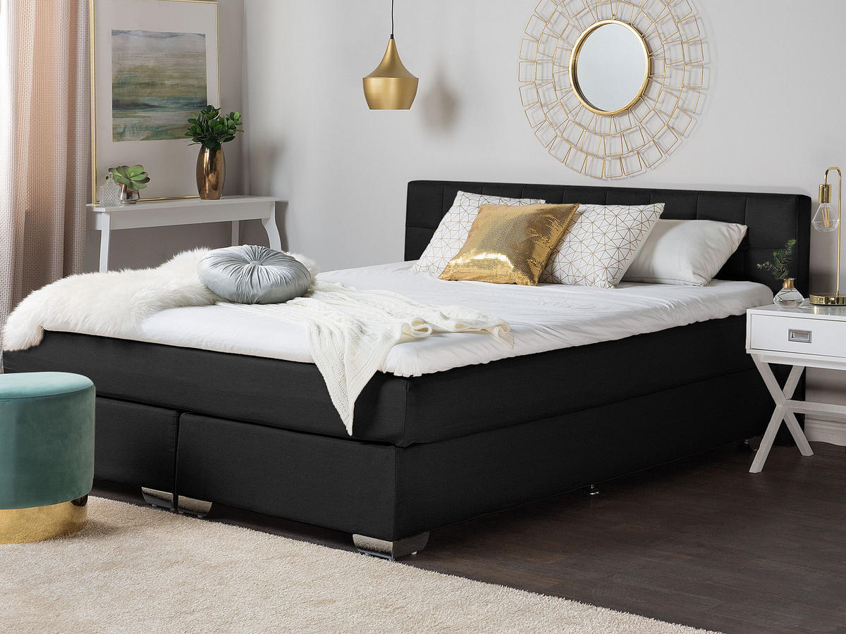BOXSPRINGBETT 140/200cm Schwarz Admiral - Schwarz, Textil (140/200cm) - Beliani
