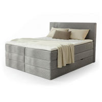 BOXSPRINGBETT Mollo Max - 140x200 - grau (Tilia 86, Cord) - Schwarz/Grau, Holz/Holzwerkstoff (140/200cm) - Sofnet