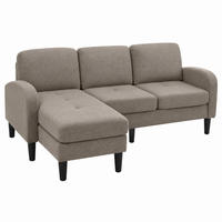 SOFA mit Chaiselongue 166x118 cm Baumwoll-Leinen Antique Dark Grey - Dunkelgrau, Holz (118/166cm) - Meubliv