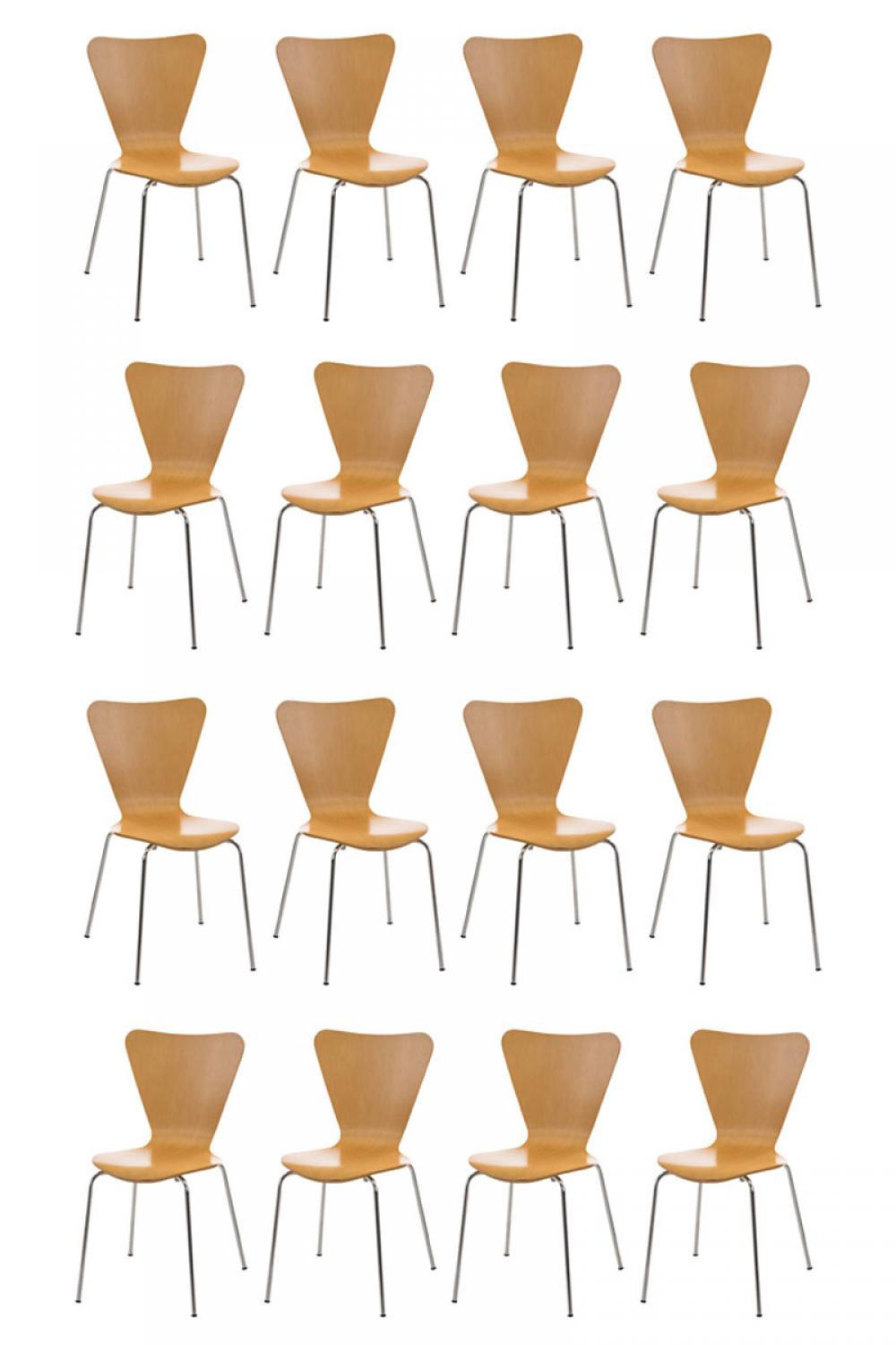 BESUCHERSTUHL 16er Set Holz natura - Eukalyptusholzfarben, Holz/Metall (45/85/49cm) - CLP