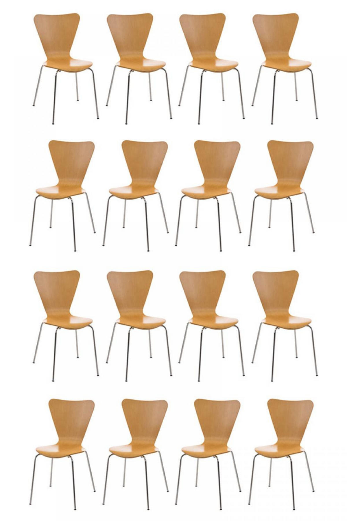 BESUCHERSTUHL 16er Set Holz natura - Eukalyptusholzfarben, Holz/Metall (45/85/49cm) - CLP