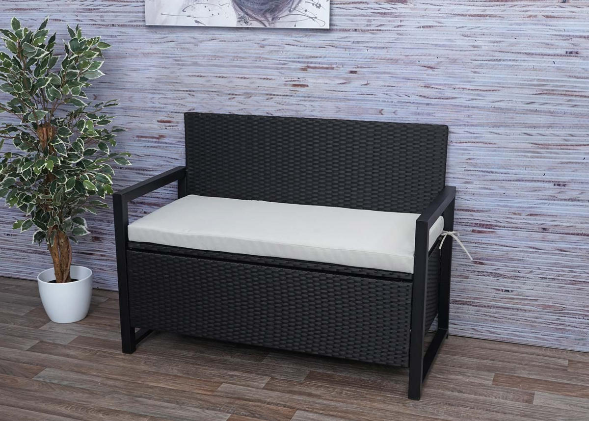 POLY-RATTAN 2ER SITZBANK Anthrazit, Grau - Anthrazit/Grau, Kunststoff (117/87/57cm) - MCW