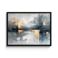 ZARÁMOVANÝ PLAGÁT Umenie - sivé - zlaté - abstraktné 80x60 cm - tmavosivá, papier (80/60cm) - MuchoWow