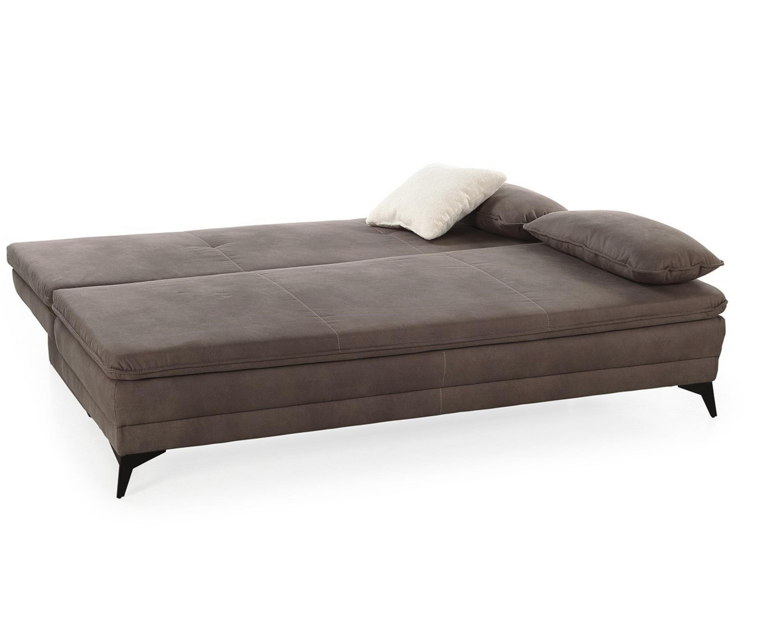 DAUER-SCHLAFSOFA Wellenunterfederung integr.Topper Bettkasten B202/T105/H90 cm, Liegefläche 158x199 cm, Mikrofaser Braun / 15158 - Schwarz/Braun, Textil/Metall (202/90/105cm) - luma-home