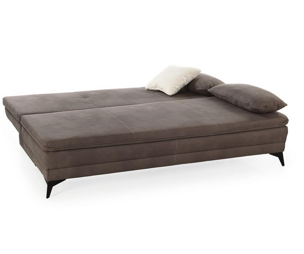 DAUER-SCHLAFSOFA Wellenunterfederung integr.Topper Bettkasten B202/T105/H90 cm, Liegefläche 158x199 cm, Mikrofaser Braun / 15158 - Schwarz/Braun, Textil/Metall (202/90/105cm) - luma-home