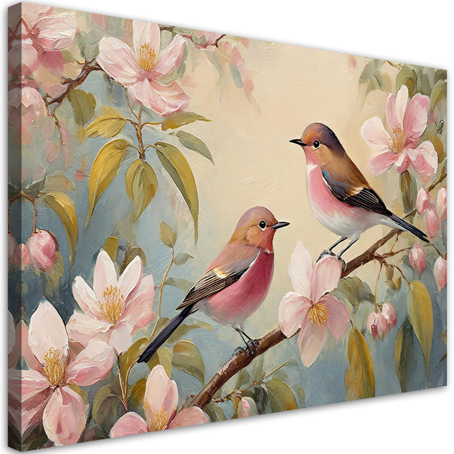 LEINWANDBILD, Vögel Tiere Vintage 60x40cm - Pink, Textil (60/40cm) - Feeby