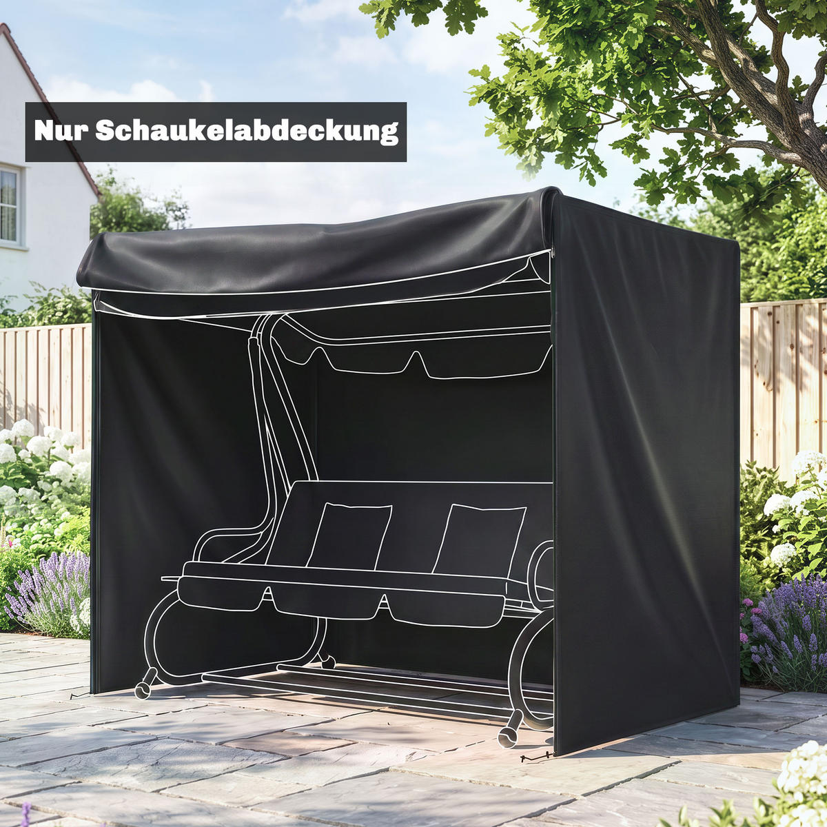 ABDECKUNG Hollywoodschaukel, Schwarz - Schwarz, Textil (125/172/220cm) - Outsunny