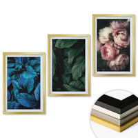 WANDBILDER 3er Set - 40x60 cm Goldrahmen - Blätter, Blüten, verschiedene Farben - Goldfarben, Kunststoff (40/60cm) - ArtPrintCave