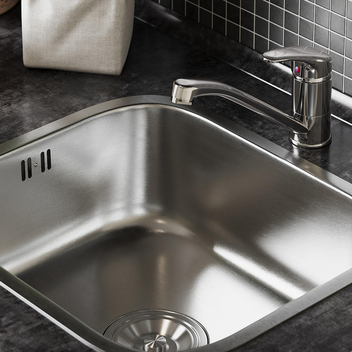 DŘEZ Flova Ocel - barva nerezové oceli, kov (39/19.5/44cm) - Vicco