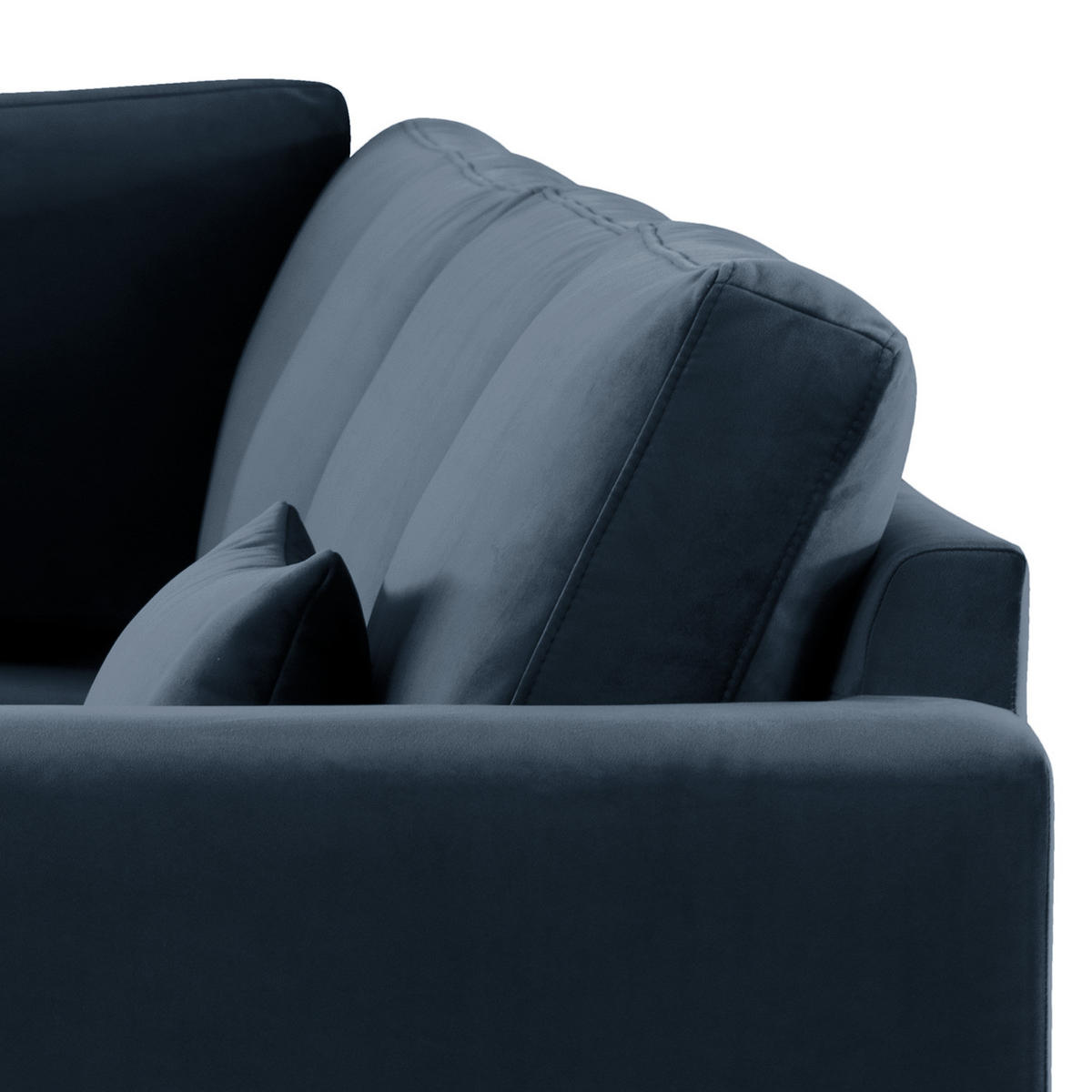ECKSOFA mit Ottomane - Eichefarben/Dunkelblau, Eichenholz/Textil (287/219cm) - home24