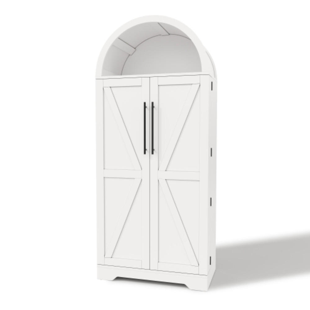 KÜCHENSCHRANK weiß aus MDF mit markantem Bogendesign im Landhausstil 70 × 40 × 165 cm - Weiß, Holzwerkstoff (70/165/40cm) - Luhomfu